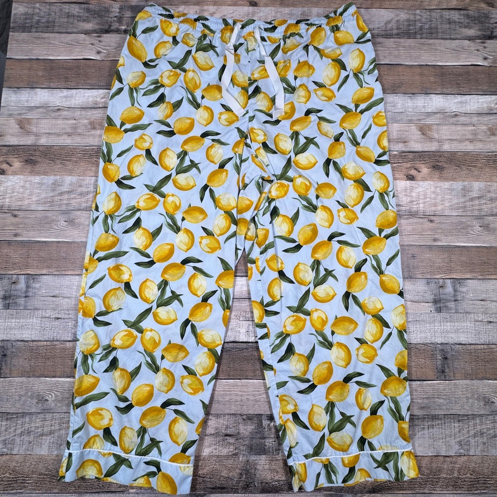 State‎ of Day Intimates Womens 3X Lemon Print Pajama Pants Yellow Cotton Modal